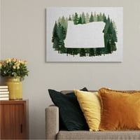 Stupell Industries Oregon State schiță verde pin copac pădure panza arta de perete, 40, Design de Ziwei Li