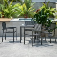 Flash mobilier Harris Comerciale de interior în aer liber de masă și scaune cu rășină poli negru șipci spate și scaune
