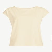 Asamblare gratuită tricou de umăr Shirred pentru femei cu mâneci scurte, dimensiuni XS-XXXL