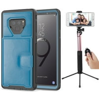 : Kona Vegan Piele Folio Portofel Caz & Selfie Stick Mini Trepied 2. pentru Samsung Galaxy Note-Kickstand, sloturi pentru carduri,