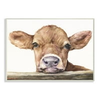 Stupell Industries drăguț copil vacă animale acuarelă pictura placa de perete arta de George Dyachenko