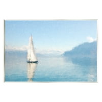 Stupell Albastru Ocean Barca Cu Pânze Mare Reflecție Peisaj Pictura Placa De Perete Unframed Arta Imprimare Arta De Perete