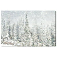 Runway Avenue natura și Peisaj Wall Art Canvas printuri 'Magic Snow Trees' peisaje forestiere-Alb, Verde