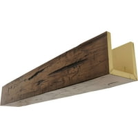 8W 8H 18' L 3-Sided mână cioplit Endurathane Fau lemn tavan grindă, Premium în vârstă de
